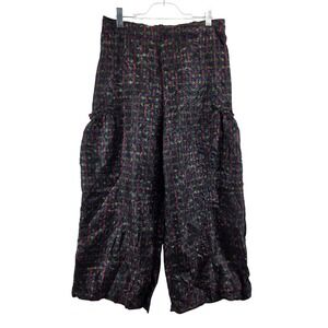 Kozan Womens Plaid Wide Leg Cargo Pants Multi-Color Lagenlook Size L